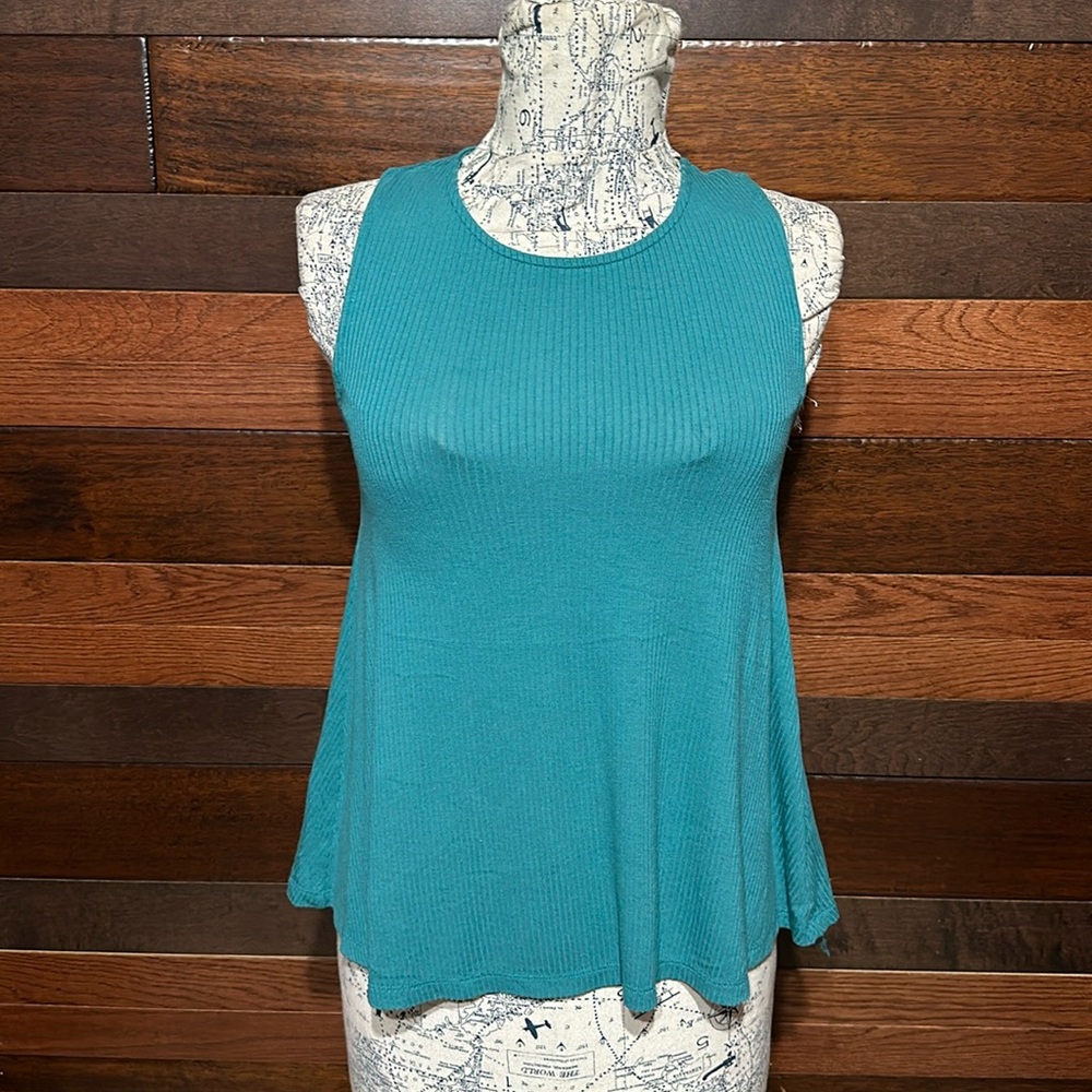 NWOT Old Navy Scoop Neck Ribbed Teal Green Halter Tank Top
